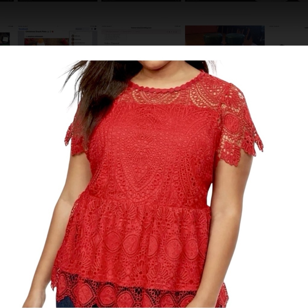 Elegant Women's Red Lace Blouse